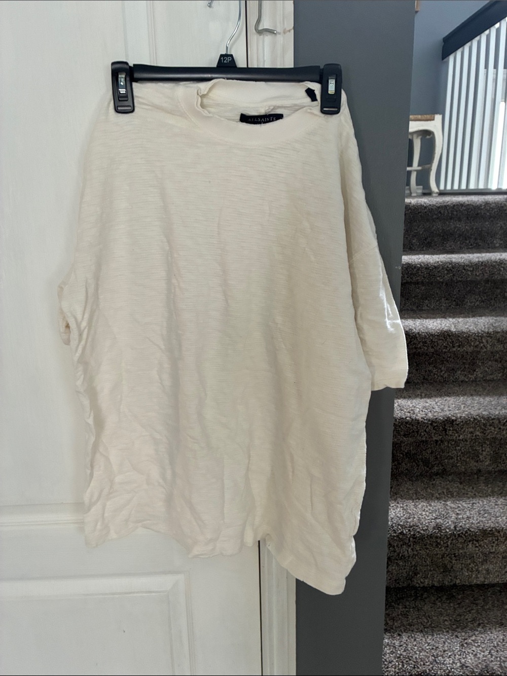 All Saints Off-White Short Sleeve Crew Tee
